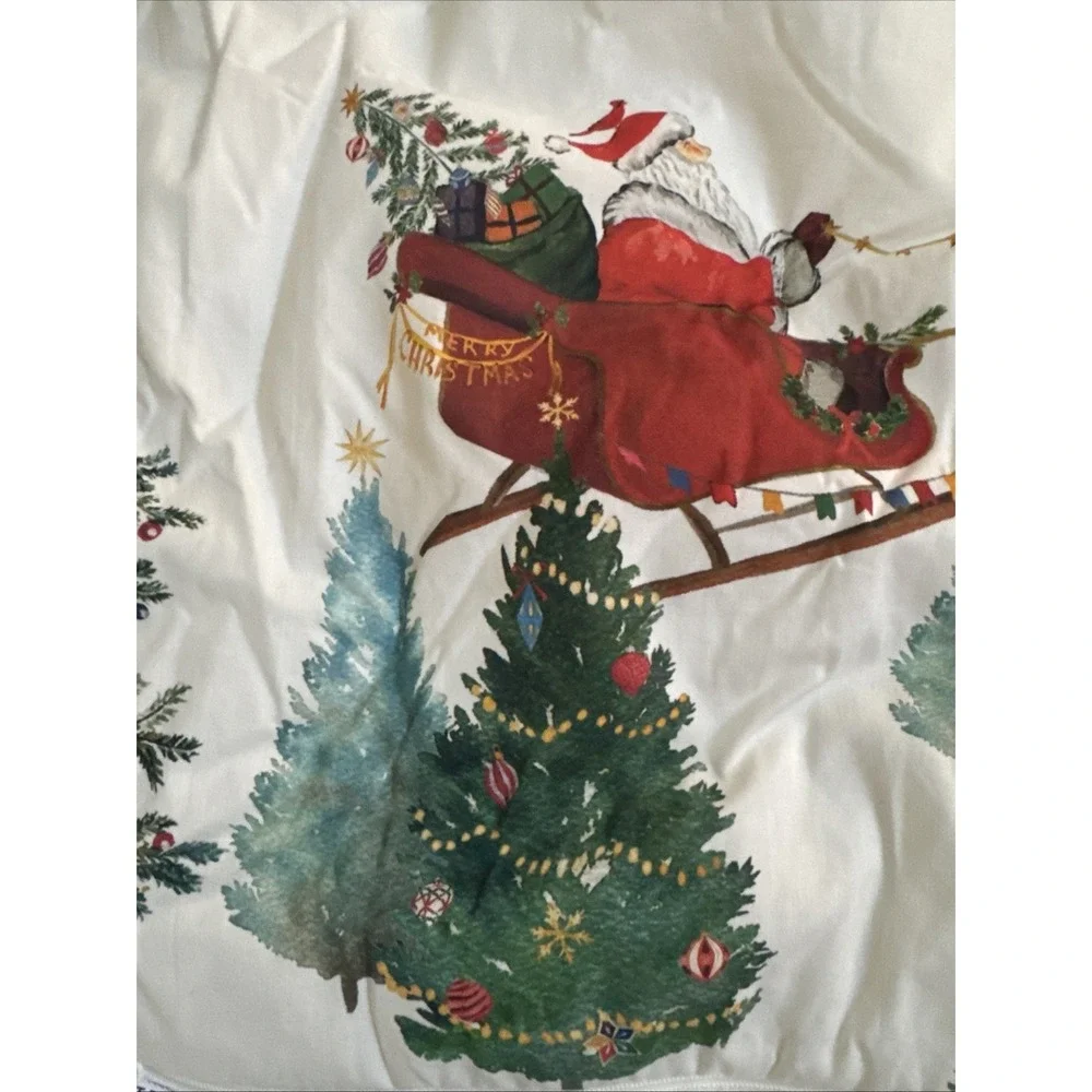 Pottery Barn Santa in the Country Sherpa Back Euro sham Christmas New-1